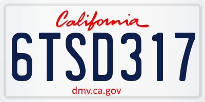 CA license plate 6TSD317