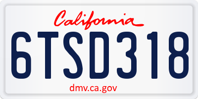 CA license plate 6TSD318