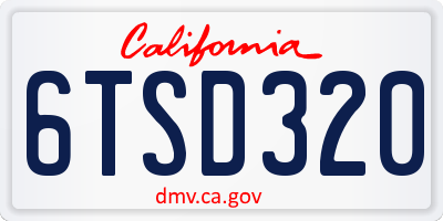 CA license plate 6TSD320