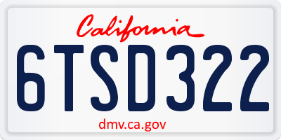 CA license plate 6TSD322