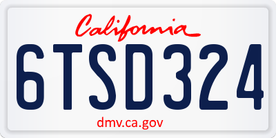 CA license plate 6TSD324