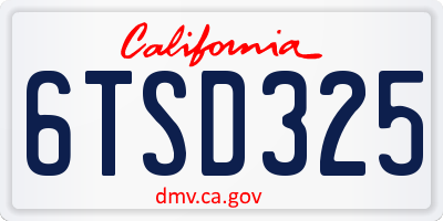 CA license plate 6TSD325