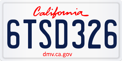 CA license plate 6TSD326