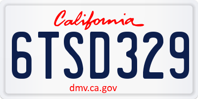 CA license plate 6TSD329