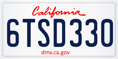CA license plate 6TSD330