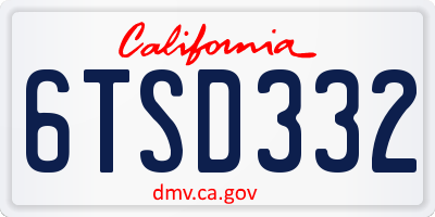 CA license plate 6TSD332