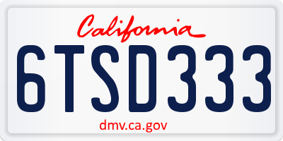 CA license plate 6TSD333