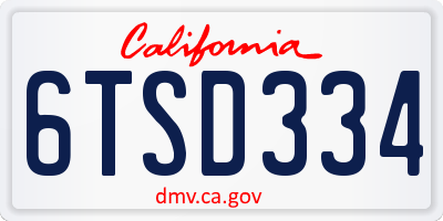 CA license plate 6TSD334