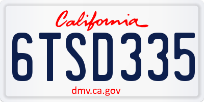 CA license plate 6TSD335