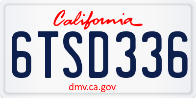 CA license plate 6TSD336