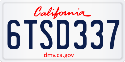 CA license plate 6TSD337