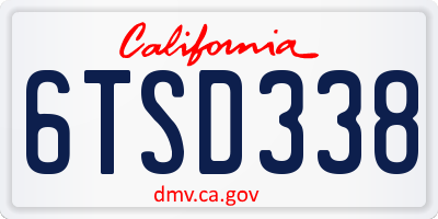 CA license plate 6TSD338