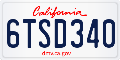 CA license plate 6TSD340