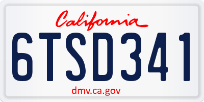 CA license plate 6TSD341