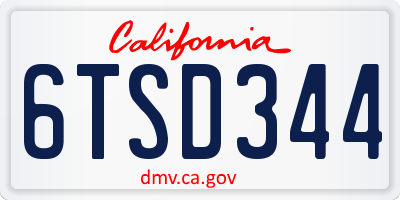 CA license plate 6TSD344