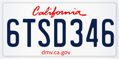 CA license plate 6TSD346