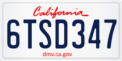 CA license plate 6TSD347