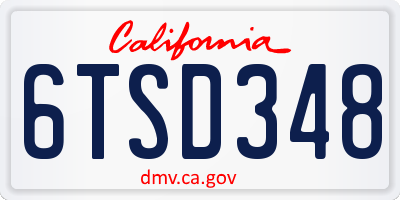 CA license plate 6TSD348