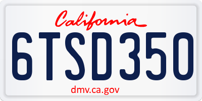 CA license plate 6TSD350