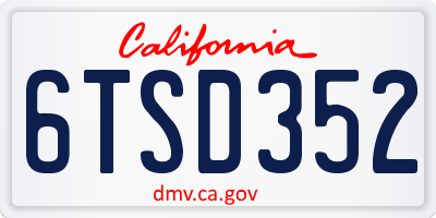 CA license plate 6TSD352