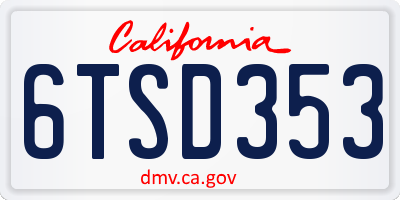 CA license plate 6TSD353