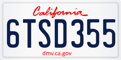 CA license plate 6TSD355
