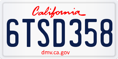 CA license plate 6TSD358