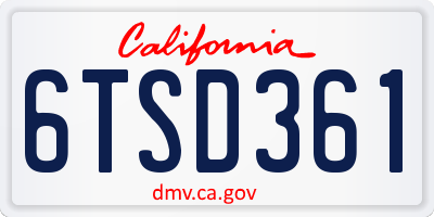 CA license plate 6TSD361