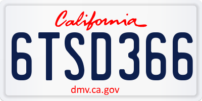 CA license plate 6TSD366