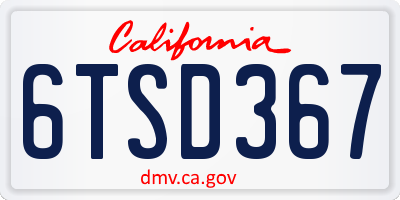 CA license plate 6TSD367