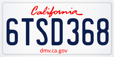 CA license plate 6TSD368