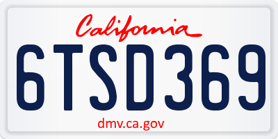 CA license plate 6TSD369