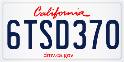 CA license plate 6TSD370