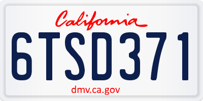 CA license plate 6TSD371