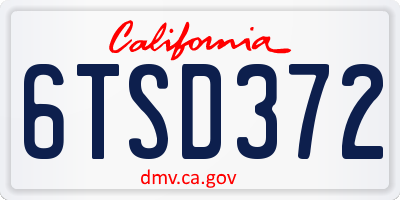 CA license plate 6TSD372