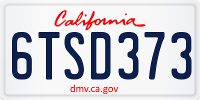 CA license plate 6TSD373