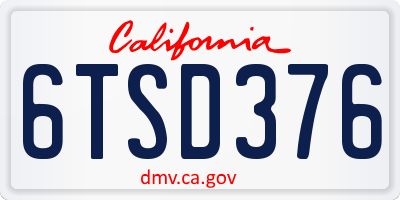 CA license plate 6TSD376