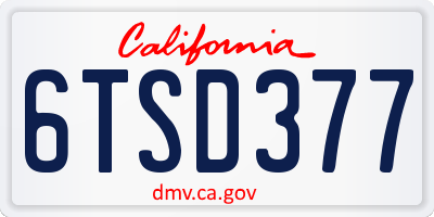 CA license plate 6TSD377