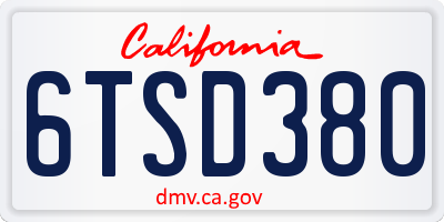 CA license plate 6TSD380