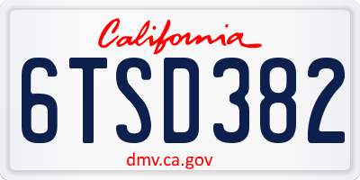 CA license plate 6TSD382