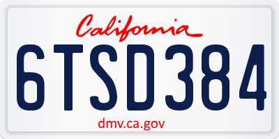 CA license plate 6TSD384