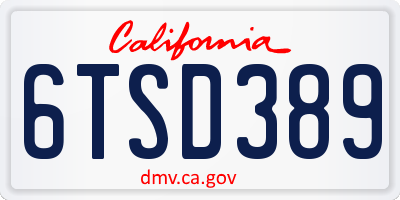 CA license plate 6TSD389