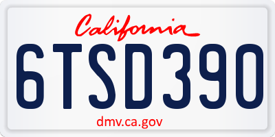CA license plate 6TSD390
