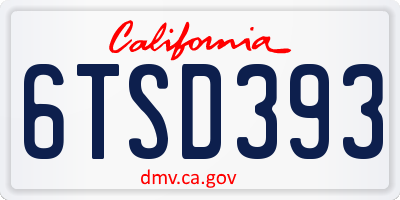 CA license plate 6TSD393