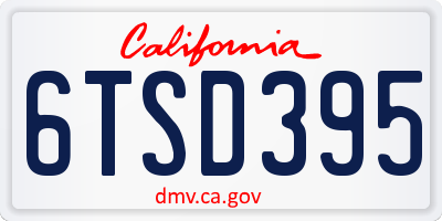 CA license plate 6TSD395