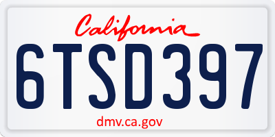 CA license plate 6TSD397