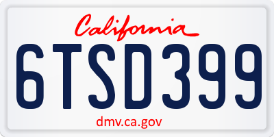 CA license plate 6TSD399
