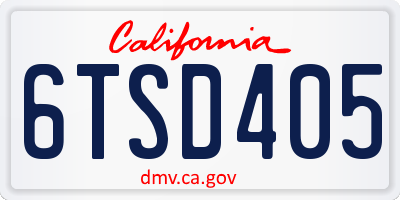 CA license plate 6TSD405