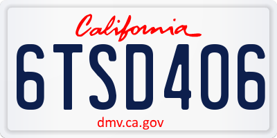 CA license plate 6TSD406