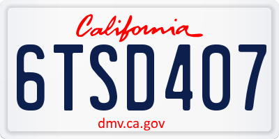 CA license plate 6TSD407
